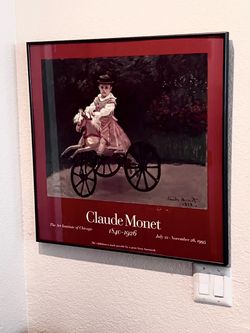Framed Contemporary Claude Monet “Girl on Bicycle” Print