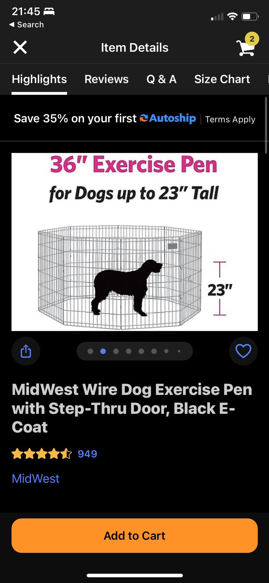 36” Dog Pen 