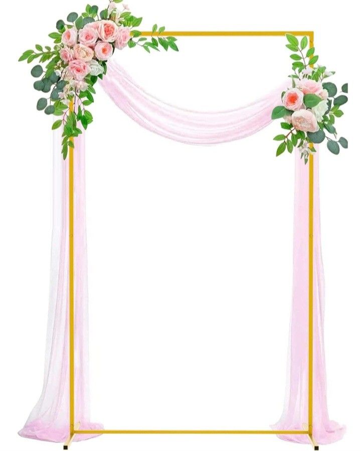 24PCS 2dw2d2ew2 Arch Backdrop Stand 6.6x4 FT Square Wedding Arches for Ceremony Gold Metal Balloon Arch Frame for Wedding Birthday Party Garden Arbor