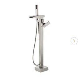 OVE Decors (Brand Rating: 4.3/5) Infinity Single Handle Floor Mount Roman Tub Faucet with Hand Shower in Brushed Nickel