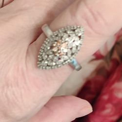 Affinity Diamond Natural Champagne And White Pave Ring Size 10 Rhodium Plated Sterling Like New