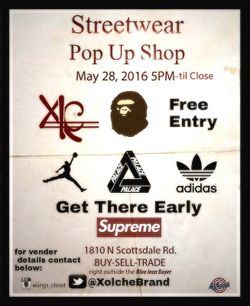 Street sale pop up . Brands like supreme bape palace guess JORDANS and more