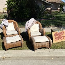 Wicker Chairs, Metal Table, electrical conduit