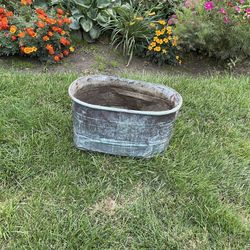 ANTIQUE COPPER BOILER, WASH TUB