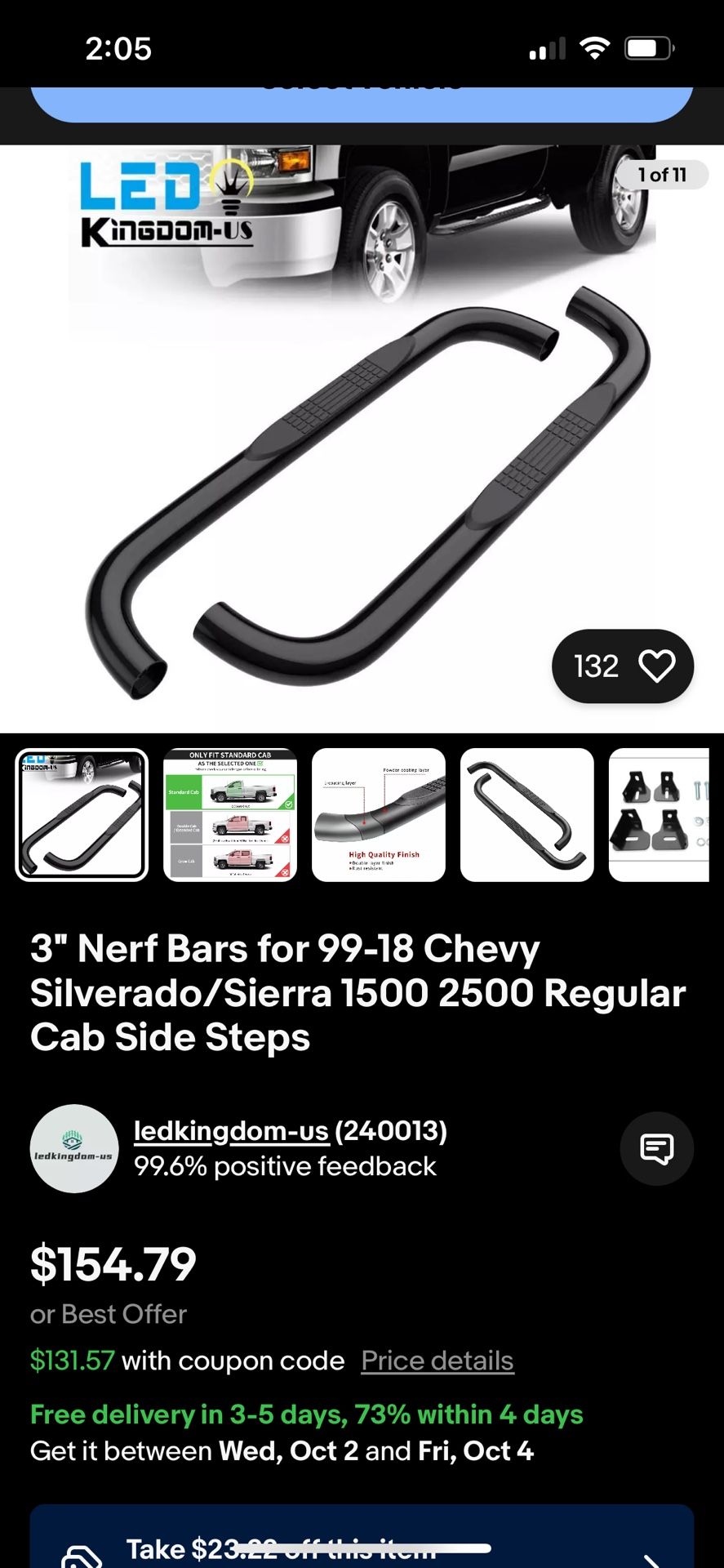Side Steps For 99-18 Chevy/Sierra 1500,2500, Regular Cab