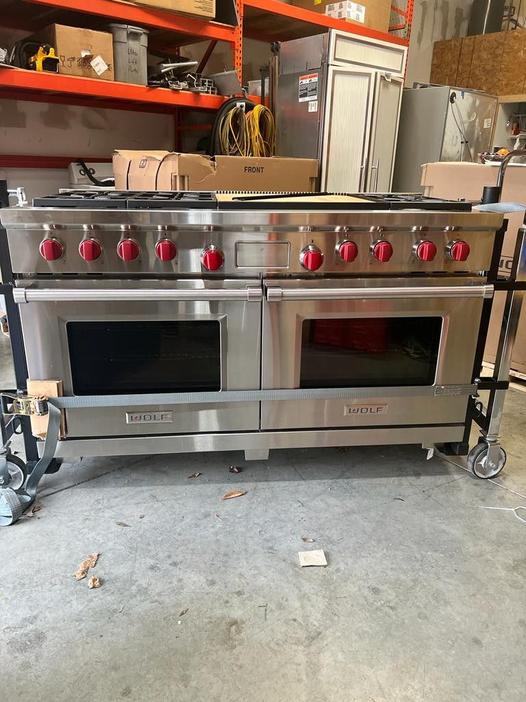 New Wolf 60" Stainless Steel Dual Fuel Gas Stove