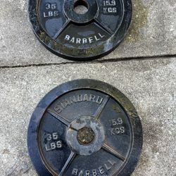 Set Of 2 Bar Weights 35 Lbs Each 70 Lbs Total   