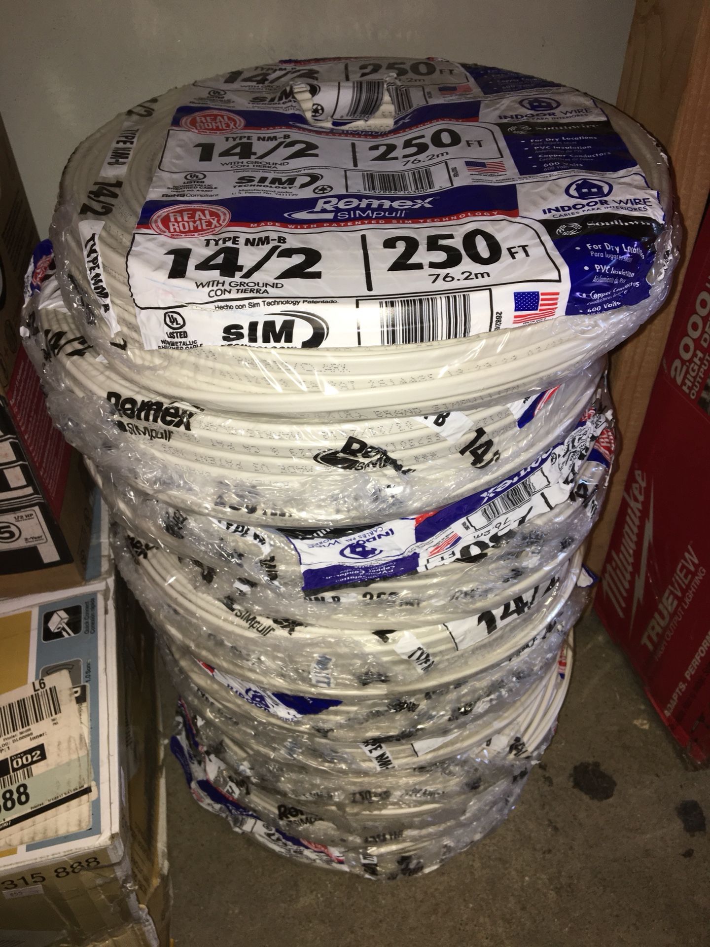 Southwire 250 ft. 14/2 Solid Romex SIMpull CU NM-B W/G Wire