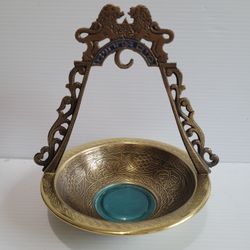 Israel MAYIM ACHRONIM BRASS JEWISH HAND WASHING Bowl Lion Bronze Brass Bowl.

