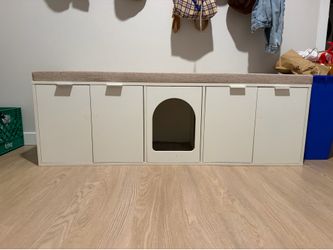 CUSTOM Double-Sided Cat Litter Box Bench Nook or Console TV Stand