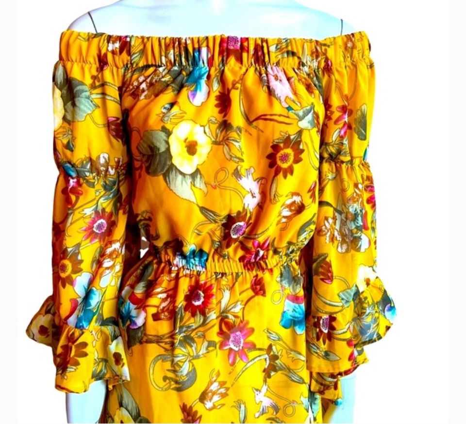 Floral Dress Flowing Sleeves 