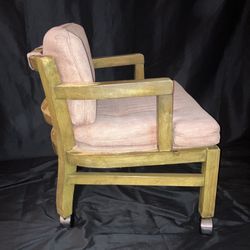 Set Of 3 Rolling Wood Office/Patio / Dining Chairs  Ready To Restore!!