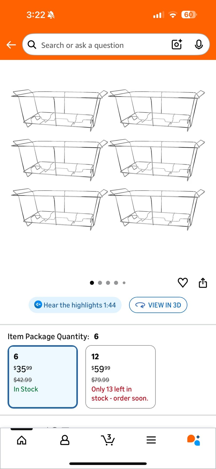 6 Pack Chaffing Buffet Racks