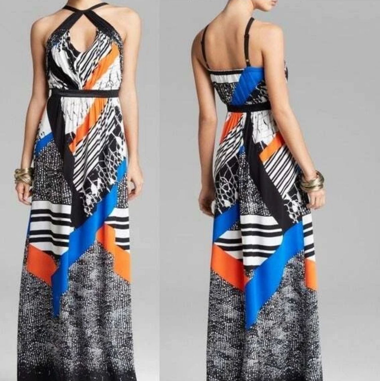 Twelfth Street by Cynthia Vincent Women's Mixed Print Maxi Dress Size L