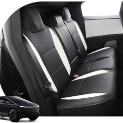 Seat Covers Compatible with Tesla Cybertruck 2024,PU Leather Seat Protector Replacement for Tesla Cybertruck Accessories (Black+White)