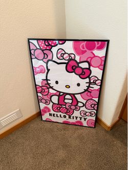 Pink hello Kitty poster with frame
