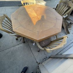 Dining, poker and chess table with 4 chairs