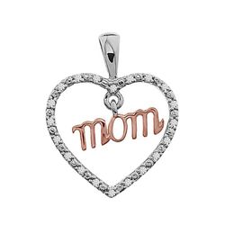 Two tone diamond MOM pendant