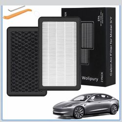 Cabin Air Filter for Tesla Model 3 Model Y (2016-2025) Highland & Juniper Ready, H13 True HEPA with Activated Carbon, 4-Layer Air Conditioner Replacem