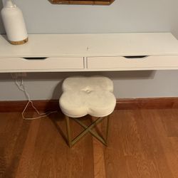 Floating Small Desk with 2 Drawers & Chair