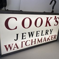 Vintage Cook’s Jewelry Watchmaker Double Sided Lighted Sign