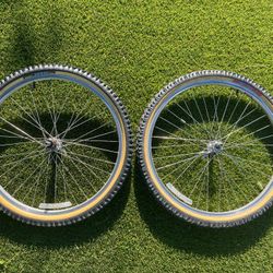 26” Shimano Deore LX Mountain Bike Wheelset Panaracer Dart/Smoke Tires