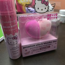 Hello Kitty setting spray and beauty blenders