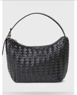 NWT A New Day Black Mini Woven Shoulder Bag With Gold Hardware