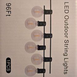 Outdoor String Lights 96ft, G40 Led Patio Lights with 52pcs Plastics Bulbs,Shatterproof Waterproof Connectable Hanging Globe Lights for Porch Cafe Bi