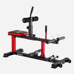 Adjustable Seated Calf Raise Machine - Home Gym Leg Trainer with Band Pegs & Weight Plate Loading  Red)