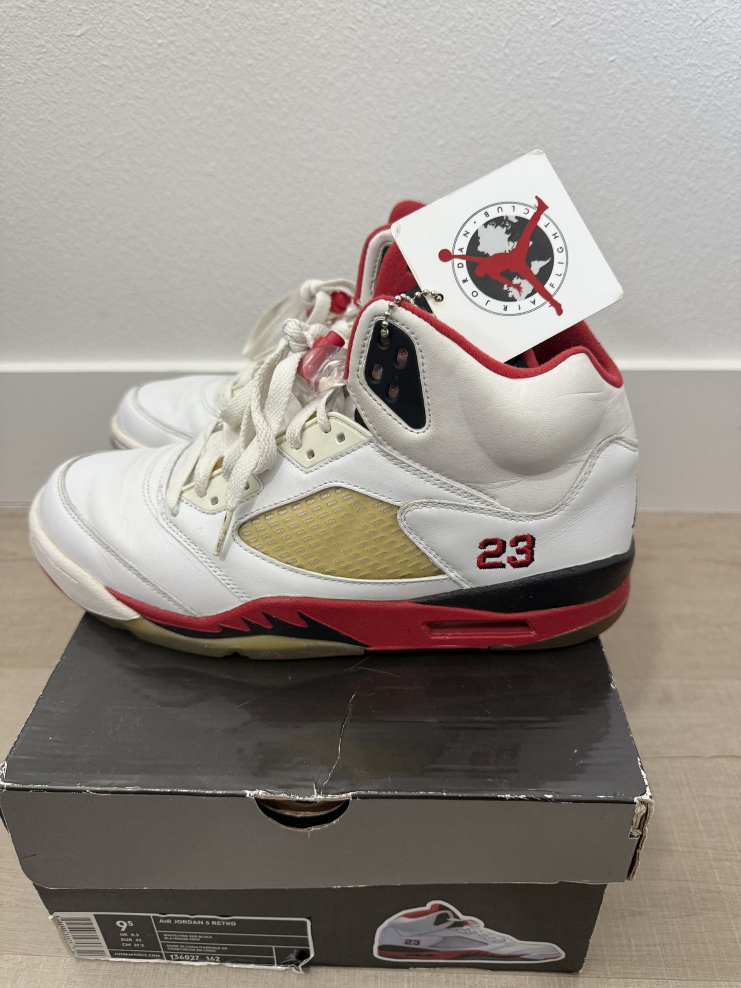 Air Jordan 5 Retro Fire Red 2006 Sz 9.5 