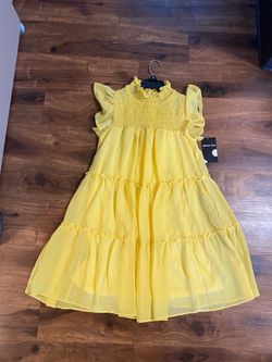 Maison Tara Yellow Tiered Smocked Dress