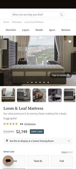 Saatva - organic cotton mattress - queen size