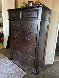 Wood Tall Boy Dresser Ethan Allen