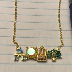 Disney Parks Style Icon Necklace. 4 Park Icons. Gold Colored