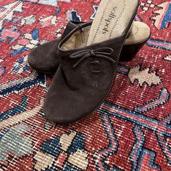 Soft Spots Brown Suede Mules or slip-on heels