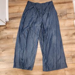 Eshakti Wide Leg Denim Pants Blue High Waist Boho Size 18