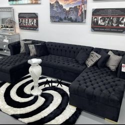 Brand New Double Chaise Sectional Velvet Tax Free 