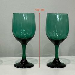 Set of 4 Dark Green Libbey Premiere Water or Wine Glass Goblets