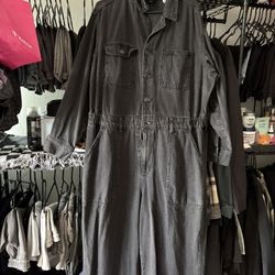 Black Denim Longsleeve Overalls 