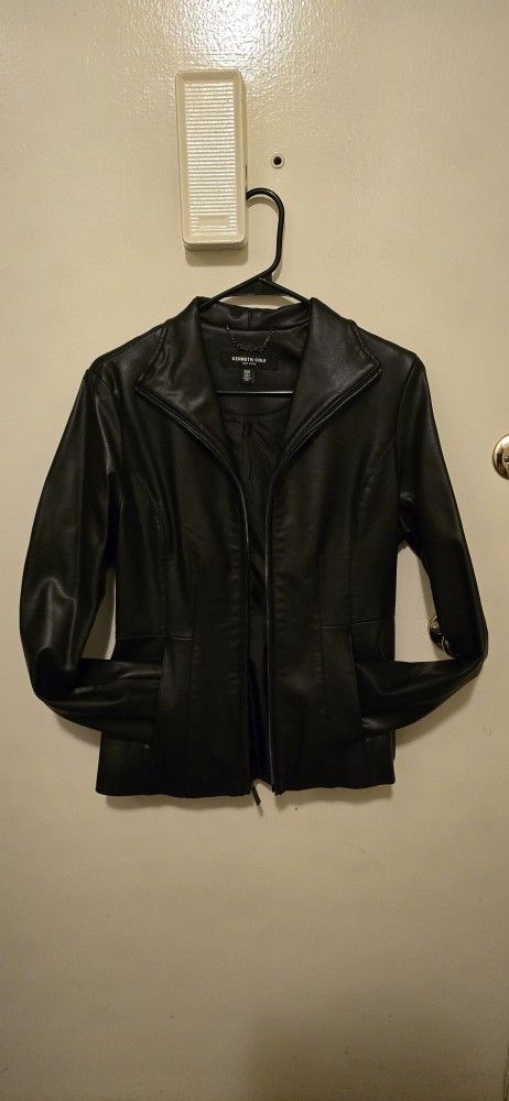 Kenneth Cole Women's Faux Leather Lather Jacket, Size S with Pockets