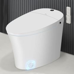 EPLO Smart Toilet with Foam Shield Splash Proof, One Piece Bidet Toilet,Dual Auto Flush,Foot Sensor Operation,Modern Elongated Toilet E16