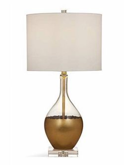 Bassett Mirror Ambrose Table Lamp with Clear and Gold Leaf Finish