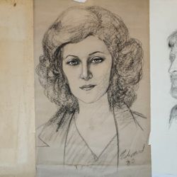 Vintage Sketch Portrait Lot of 3