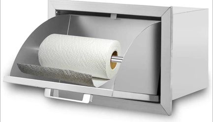 Outdoor Kitchen Paper Towel Drawers, 17 inches wide x 11.25 inches high × 8.75 inches deep, Stainless Steel BBQ Drawer that Works with Your Brand New 