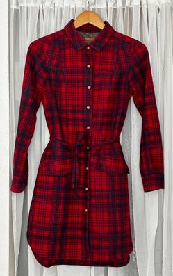 Pendleton: Red Plaid Flannel Button-Down Shirt Dress