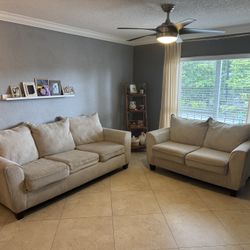 Beige Sofa & Loveseat Set – Comfortable, Clean, and Ready for a New Home 
