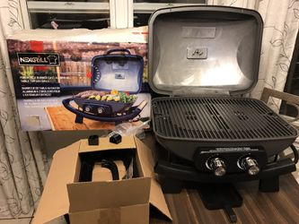 NEW, Nexgrill Fortress 2 Burner Cast Aluminum Table Top Gas Grill, Heavy Duty, Push and Turn Ignition with Built-In Thermometer