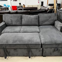 Sofa Chaise w/ pullout bed and storage