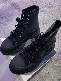 Alexander McQueen Black High-Top Lace-Up Boots